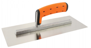 Stainless steel curved drywall trowel 
